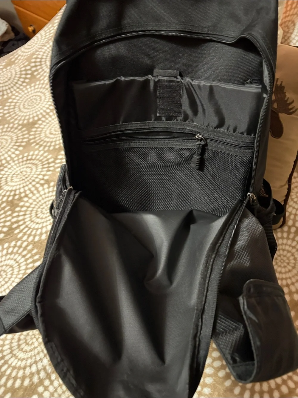 Harley-Davidson Black Backpack / travel bag . Very roomy . Orange Logo Patch
